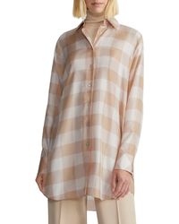 Lafayette 148 New York - Oversize Longline Plaid Silk Button-up Shirt - Lyst