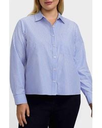 Foxcroft - Jodie Stripe Cotton Button-Up Blouse - Lyst