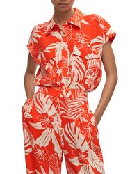 Mango - Tropical Print Oversize Button-up Shirt - Lyst