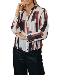 Bella Dahl - Art Print Pleated Button-Up Shirt - Lyst