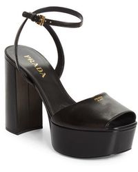 Prada - Peep Toe Platform Sandal - Lyst
