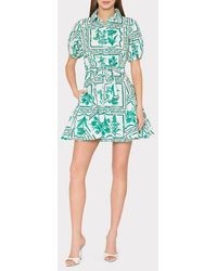MILLY - Floral Tile Linen Blend Minidress - Lyst