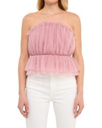 Endless Rose - Strapless Tulle Peplum Top - Lyst
