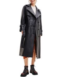 Desigual - Belted Faux Leather Trench Coat - Lyst