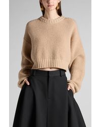 Bottega Veneta - Oversize Wool & Cashmere Rib Crop Sweater - Lyst