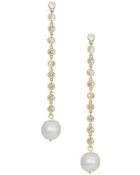 Ettika - Freshwater Pearl & Cubic Zirconia Linear Drop Earrings - Lyst