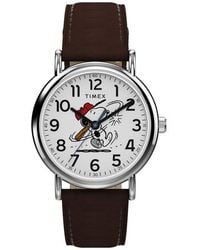 Timex - Peanuts X Timex Weekender Baseball 38Mm Fabric Strap Watch - Lyst