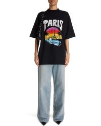 Balenciaga - Paris Tropical Relaxed Fit Stretch Jersey Graphic T-shirt - Lyst