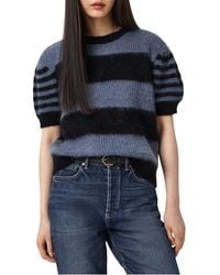 AllSaints - Clem Stripe Puff Sleeve Wool & Mohair Blend Sweater - Lyst
