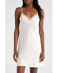Etam - Milky Lace Trim Silk Chemise - Lyst