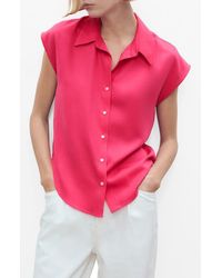 Mango - Cap Sleeve Button-Up Shirt - Lyst