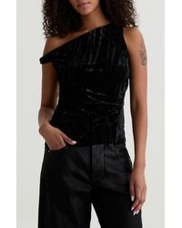 AG Jeans - Rachel Asymmetric Cold Shoulder Velvet Top - Lyst