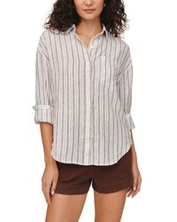 Bella Dahl - Stripe Linen Blend Button-Up Top - Lyst