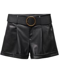 Mango - Caia Belted Faux Leather Shorts - Lyst