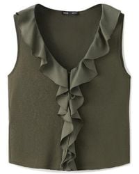 Mango - Ruffle Detail V-Neck Top - Lyst