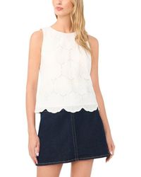 Vince Camuto - Floral Embroidered Sleeveless Cotton Top - Lyst