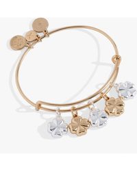 ALEX AND ANI - Puffy Clover Multi Charm Bangle Bracelet - Lyst