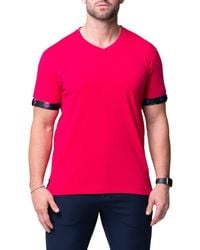 Maceoo - Vivaldi Solid Skull Fuchsia V-Neck Cotton T-Shirt - Lyst
