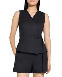 Theory - Sleeveless Stretch Cotton Wrap Top - Lyst