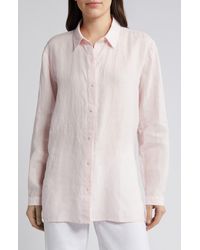 Eileen Fisher - Classic Long Sleeve Organic Linen Button-up Shirt - Lyst