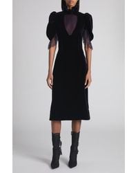 McQueen - Puff Sleeve Velvet Cocktail Dress - Lyst