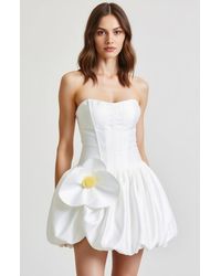 Modenaire - Strapless Bubble Skirt Corset Mini Dress With 3D Floral Accent - Lyst