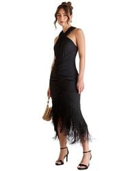 Coast - Fringe Hem Cross Neck Midi Dress - Lyst