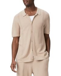PAIGE - Mendez Short Sleeve Cotton & Linen Button-up Sweater Shirt - Lyst