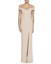 off the shoulder cross back gown