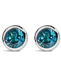 Haus of Brilliance - 925 Sterling 6Mm Bezel Set Created Gemstone Solitaire Stud Earrings - Lyst