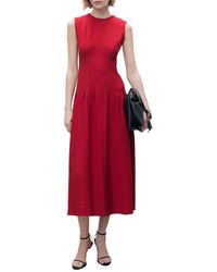 Mango - Pleated Fit & Flare Dress - Lyst