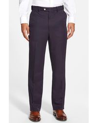Berle - Self Sizer Waist Flat Front Classic Fit Microfiber Trousers - Lyst