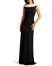 Tadashi Shoji - V-Back Crepe Gown - Lyst