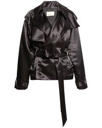 GRACE LING - Claw Crop Liquid Satin Trench Coat - Lyst