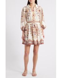 Cleobella - Leigh Placement Print Cotton & Linen Minidress - Lyst