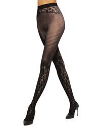 Wolford - Floral Lace Fishnet Tights - Lyst