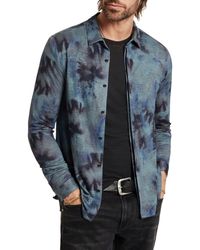 John Varvatos - Camellia Tie Dye Slub Knit Linen Button-up Shirt - Lyst
