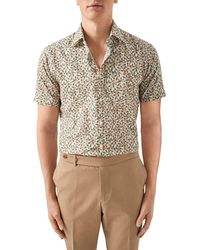 Eton - Contemporary Fit Pineapple Print Cotton & Lyocell Short Sleeve Shirt - Lyst