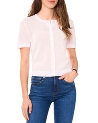 Halogen® - Short Sleeve Button-Up Sweater - Lyst