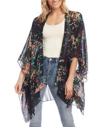 Karen Kane Floral Drape Front Wrap - Black