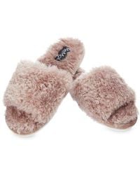 Memoi - The Jacqueline Plush Faux Fur Slide Slipper - Lyst