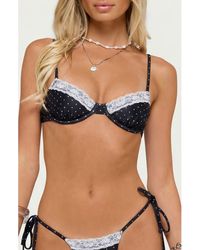 Edikted - Nicci Polka Dot Lace Trim Underwire Bikini Top - Lyst