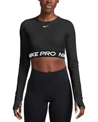 Nike - Pro 365 Dri-fit Long Sleeve Crop Top - Lyst