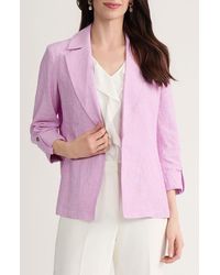 Kasper - Open Front Linen Blend Blazer - Lyst