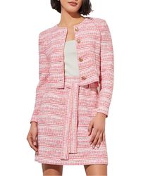 Ming Wang - Stripe Tweed Crop Jacket - Lyst