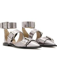 AllSaints - Sutton Metallic Pointed Toe Flat - Lyst