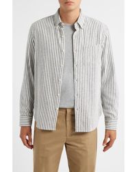 Alex Crane - Cloud Stripe Organic Cotton Flannel Button-Up Shirt - Lyst