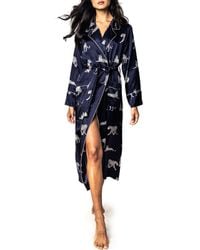 Petite Plume - Panthre De Nuit Piped Silk Robe - Lyst
