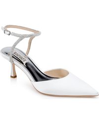 Badgley Mischka - Rhinestone Ankle Strap Satin Pumps - Lyst
