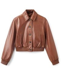 Mango - Selection Leather Bomber Jacket - Lyst